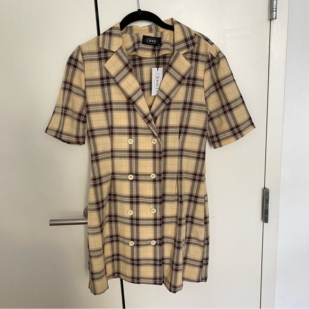 NWT Cider Plaid Buttoned Shirt Dress